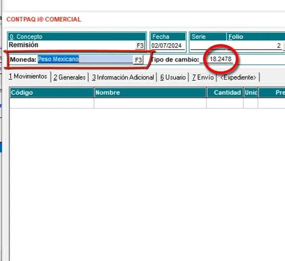 Documento comercial en CONTPAQi Comercial Premium