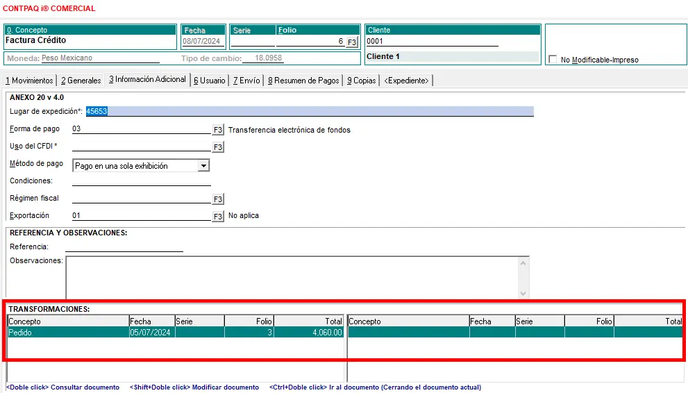 CONTPAQi Comercial Premium tranformaciones de un documento comercial